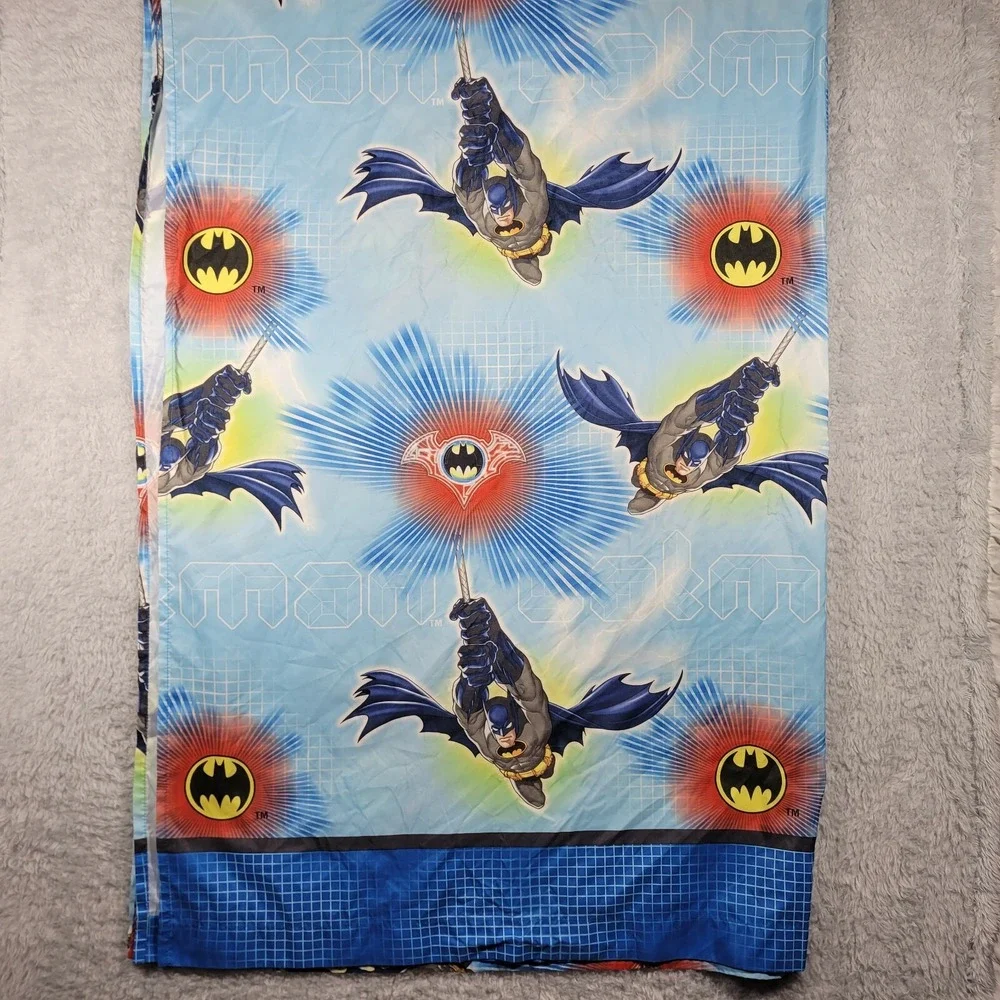 Batman DC Comics Window TWIN Flat Sheet Kids Blue Superhero Graphic 2013*